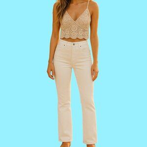 Hudson “Harper” High Rise Crop Baby Kick Flare Jeans – White – Size 30